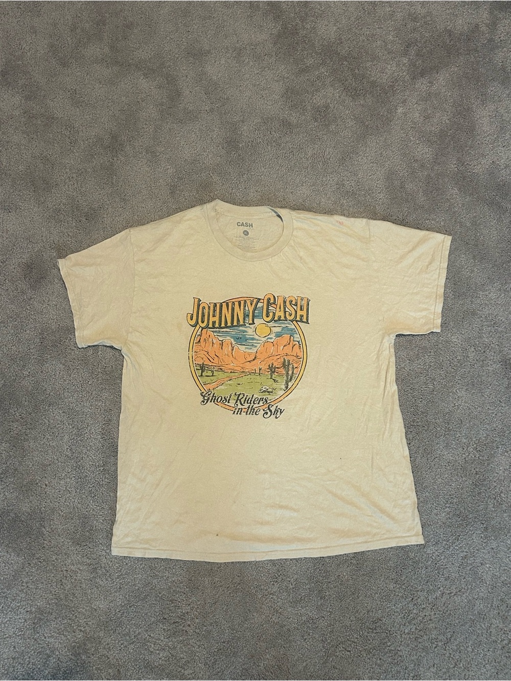 Ash Cream Graphic Tee with Gray Print
